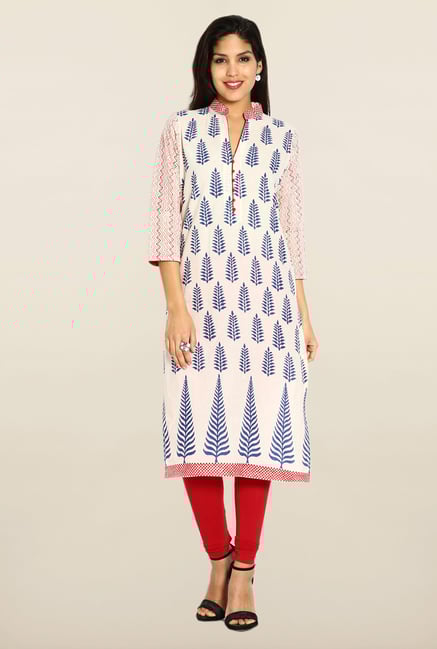 Soch Cream & Royal Blue Cotton Kurta Soch Cream & Royal Blue Cotton Kurta