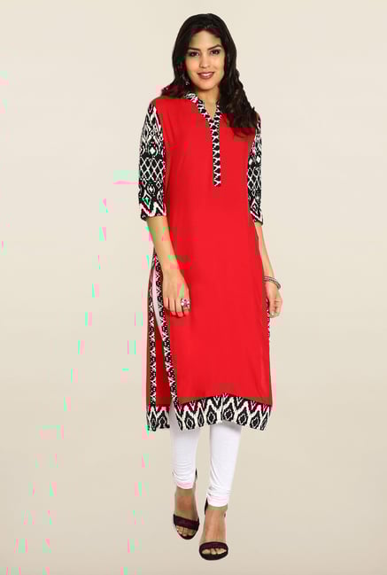 Soch Red & Black Printed Kurta Soch Red & Black Printed Kurta