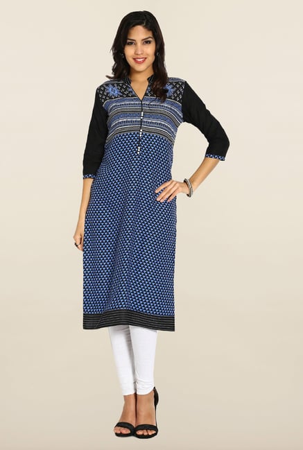 Soch Blue & Black Cotton Kurta Soch Blue & Black Cotton Kurta