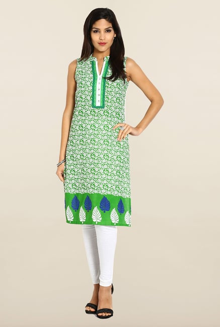 Soch Green & White Cotton Kurta Soch Green & White Cotton Kurta