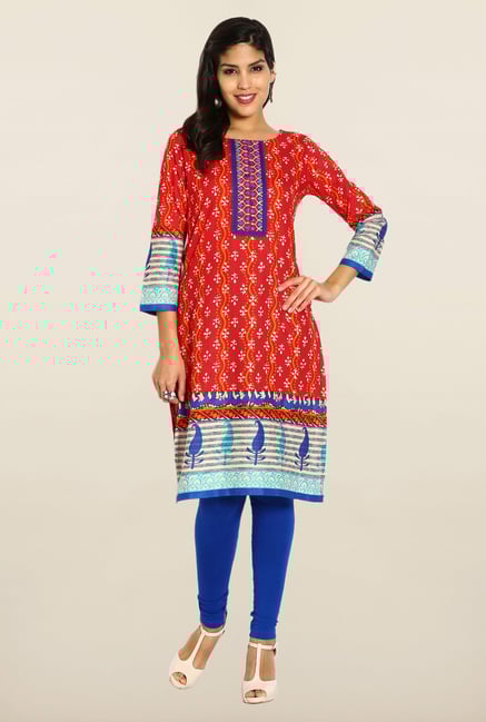 Soch Red & Royal Blue Cotton Kurta Soch Red & Royal Blue Cotton Kurta