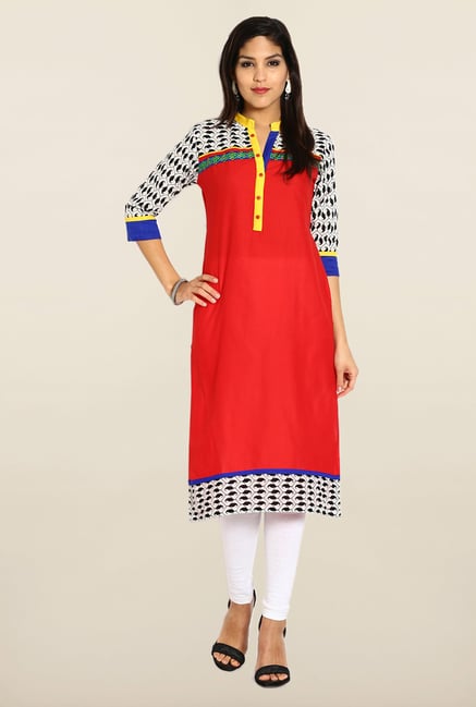 Soch Red & White Cotton Kurta Soch Red & White Cotton Kurta