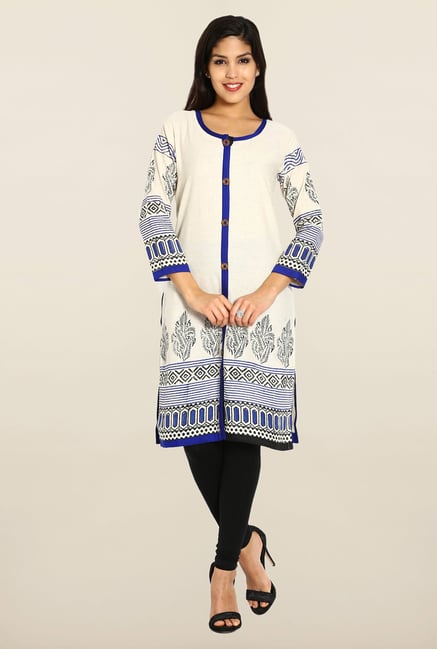 Soch Cream & Royal Blue Printed Kurta Soch Cream & Royal Blue Printed Kurta