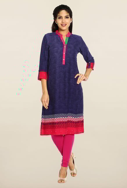 Soch Indigo & Pink Printed Kurta Soch Indigo & Pink Printed Kurta