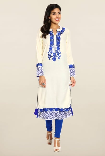 Soch Cream & Royal Blue Embroidered Kurta Soch Cream & Royal Blue Embroidered Kurta