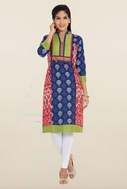 Soch Indigo & Red Cotton Kurta Soch Indigo & Red Cotton Kurta