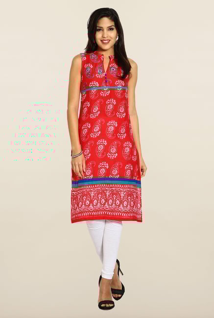Soch Red & White Embroidered Kurta Soch Red & White Embroidered Kurta