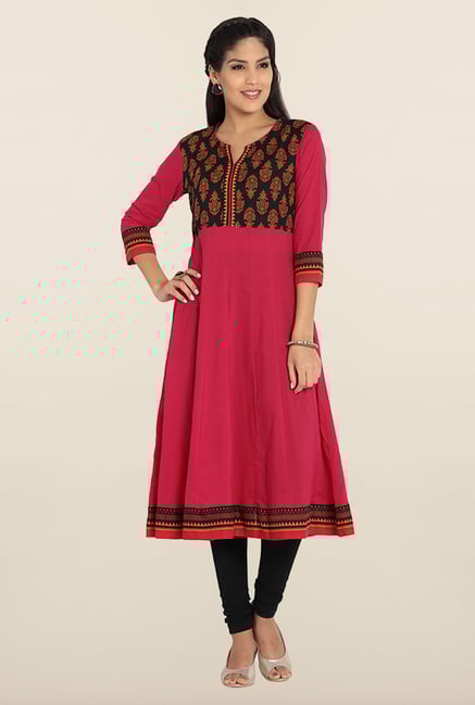 Soch Pink & Black Cotton Anarkali Kurta Soch Pink & Black Cotton Anarkali Kurta