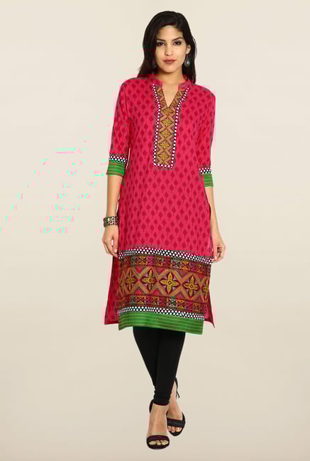 Soch Pink Printed Cotton Kurta Soch Pink Printed Cotton Kurta