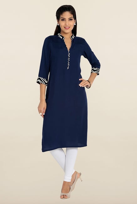 Soch Dark Blue Solid Kurta Soch Dark Blue Solid Kurta