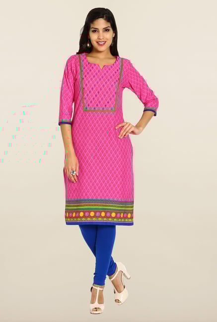 Soch Pink Cotton Printed Kurta Soch Pink Cotton Printed Kurta