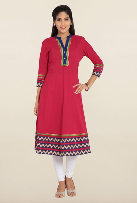 Soch Dark Pink Cotton Anarkali Kurta Soch Dark Pink Cotton Anarkali Kurta