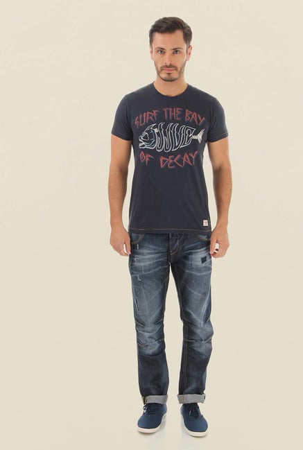 Jack & Jones Blue Distressed Mid Rise Jeans Jack & Jones Blue Distressed Mid Rise Jeans