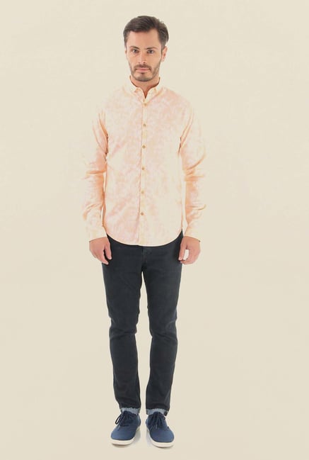 Jack & Jones Peach Printed Casual Shirt Jack & Jones Peach Printed Casual Shirt