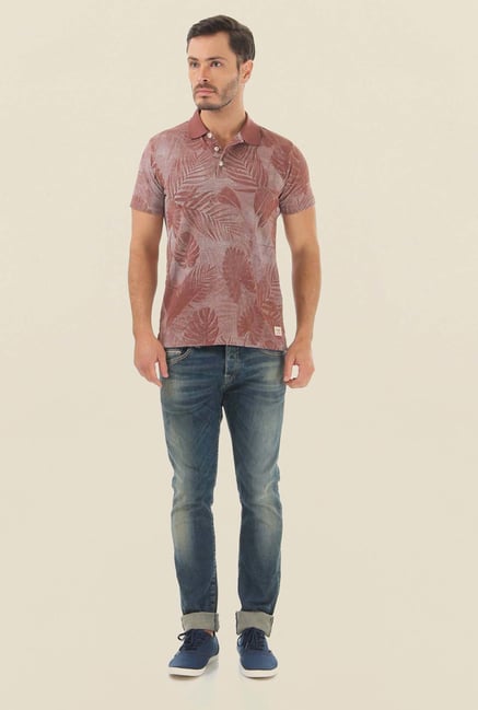 Jack & Jones Brown Printed Polo T-Shirt Jack & Jones Brown Printed Polo T-Shirt