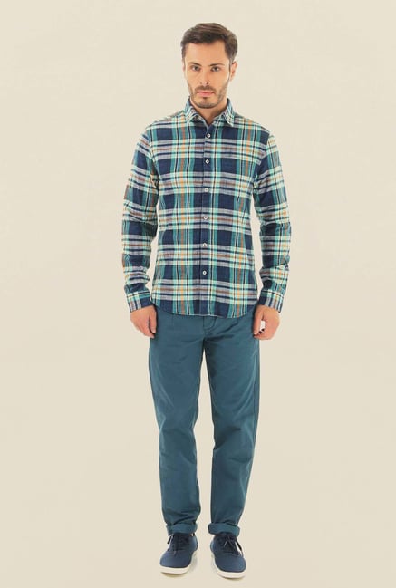Jack & Jones Green Checks Cotton Shirt Jack & Jones Green Checks Cotton Shirt