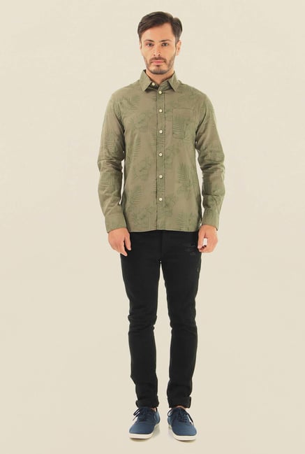 Jack & Jones Green Printed Casual Shirt Jack & Jones Green Printed Casual Shirt