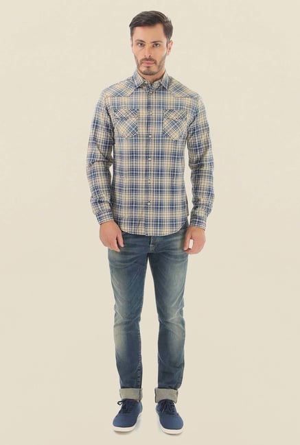Jack & Jones Beige Checks Casual Shirt Jack & Jones Beige Checks Casual Shirt