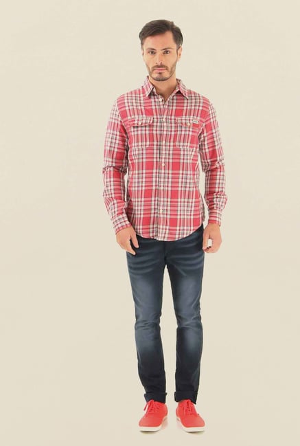 Jack & Jones Red Checks Cotton Casual Shirt Jack & Jones Red Checks Cotton Casual Shirt