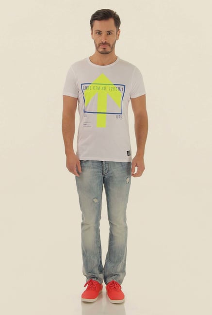 Jack & Jones White Printed Crew Neck T-Shirt Jack & Jones White Printed Crew Neck T-Shirt