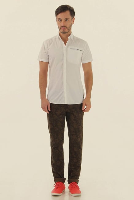 Jack & Jones White Solid Half Sleeves Casual Shirt Jack & Jones White Solid Half Sleeves Casual Shirt