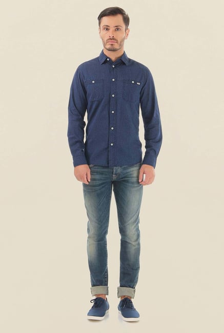 Jack & Jones Navy Printed Casual Shirt Jack & Jones Navy Printed Casual Shirt