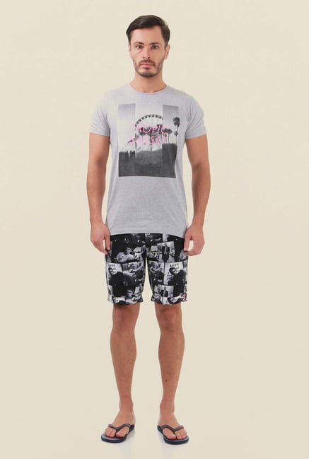 Jack & Jones Light Grey Printed Crew Neck T-Shirt Jack & Jones Light Grey Printed Crew Neck T-Shirt