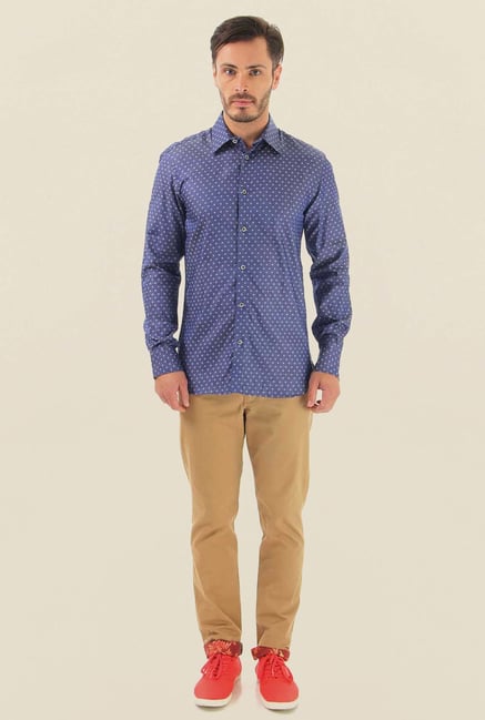 Jack & Jones Blue Printed Cotton Casual Shirt Jack & Jones Blue Printed Cotton Casual Shirt