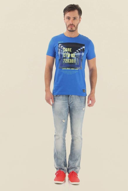Jack & Jones Blue Printed T-Shirt Jack & Jones Blue Printed T-Shirt