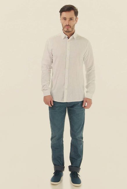 Jack & Jones White Solid Casual Shirt Jack & Jones White Solid Casual Shirt