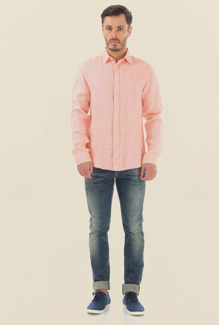 Jack & Jones Peach Solid Casual Shirt Jack & Jones Peach Solid Casual Shirt