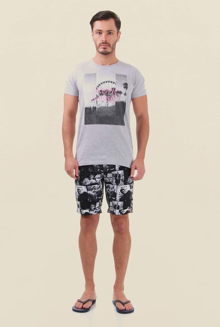 Jack & Jones Black Printed Shorts Jack & Jones Black Printed Shorts