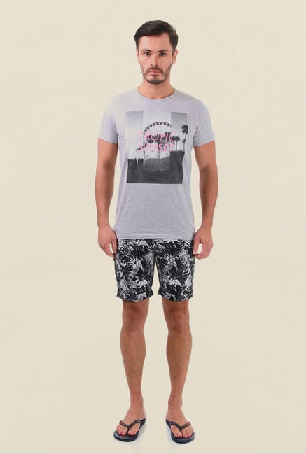 Jack & Jones Black Printed Cotton Shorts Jack & Jones Black Printed Cotton Shorts
