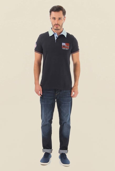 Jack & Jones Dark Grey Solid Polo T-Shirt Jack & Jones Dark Grey Solid Polo T-Shirt