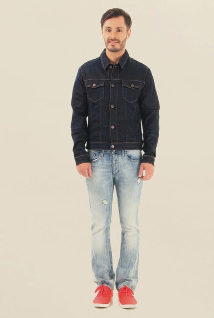 Jack & Jones Navy Blue Denim Casual Jacket Jack & Jones Navy Blue Denim Casual Jacket