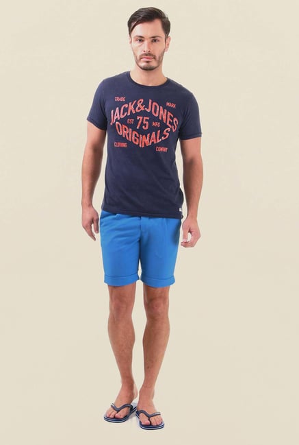 Jack & Jones Dark Blue Solid Shorts Jack & Jones Dark Blue Solid Shorts
