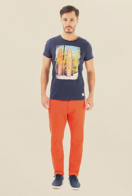 Jack & Jones Orange Cotton Chinos Jack & Jones Orange Cotton Chinos