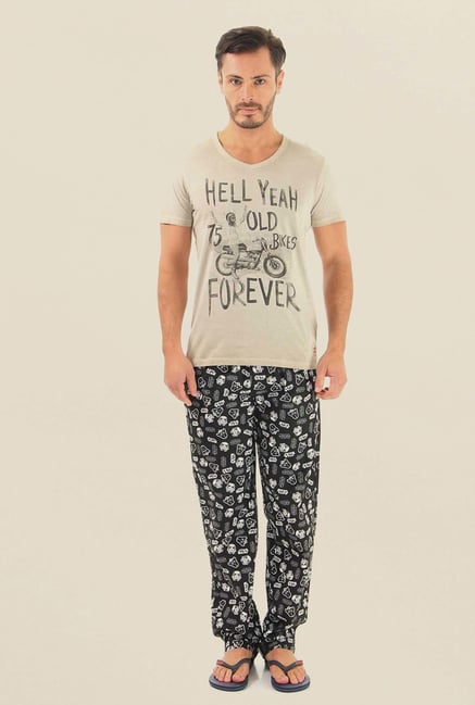 Jack & Jones Black Printed Pyjama Jack & Jones Black Printed Pyjama