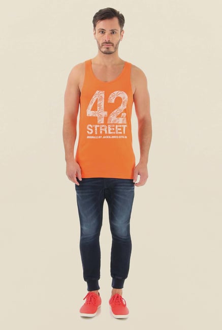 Jack & Jones Orange Printed Vest Jack & Jones Orange Printed Vest