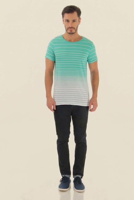 Jack & Jones Mint Green Striped Crew Neck T-Shirt Jack & Jones Mint Green Striped Crew Neck T-Shirt