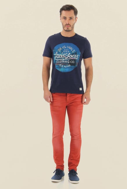Jack & Jones Navy Printed T-Shirt Jack & Jones Navy Printed T-Shirt