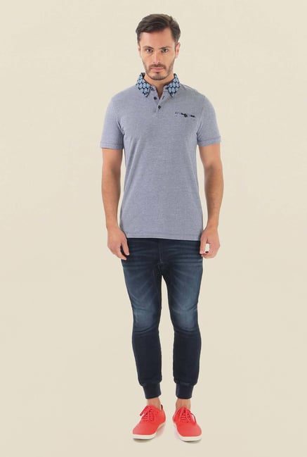 Jack & Jones Grey Solid Polo T-Shirt Jack & Jones Grey Solid Polo T-Shirt