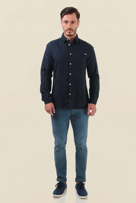 Jack & Jones Navy Printed Casual Shirt Jack & Jones Navy Printed Casual Shirt