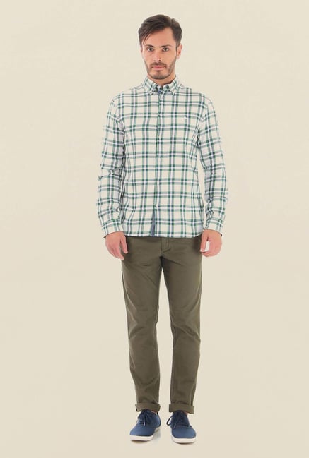 Jack & Jones Green & White Checks Casual Shirt Jack & Jones Green & White Checks Casual Shirt