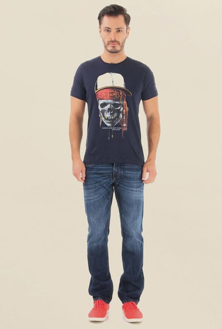 Jack & Jones Dark Blue Mid Rise Jeans Jack & Jones Dark Blue Mid Rise Jeans