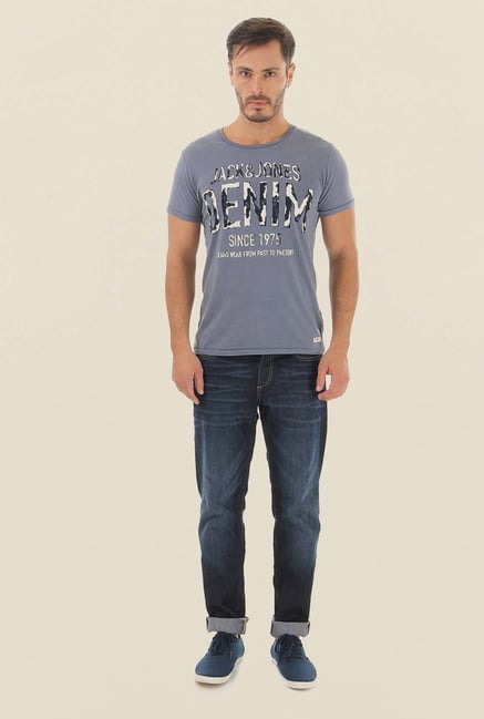 Jack & Jones Dark Blue Mid Rise Jeans Jack & Jones Dark Blue Mid Rise Jeans