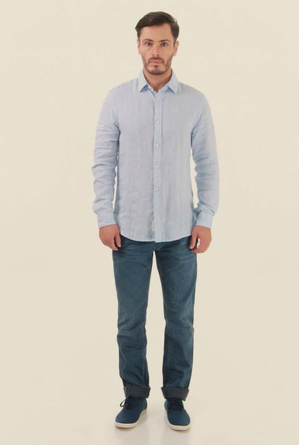 Jack & Jones Blue Solid Casual Shirt Jack & Jones Blue Solid Casual Shirt