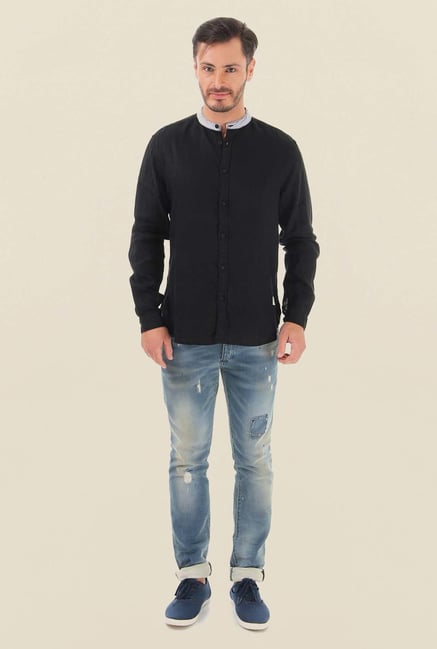 Jack & Jones Black Solid Casual Shirt Jack & Jones Black Solid Casual Shirt