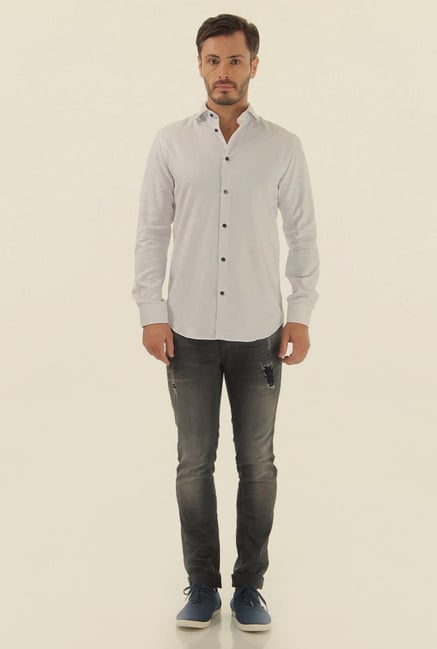 Jack & Jones Grey Mid Rise Distressed Jeans Jack & Jones Grey Mid Rise Distressed Jeans