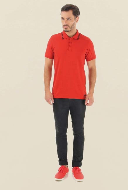 Jack & Jones Red Solid Polo T-Shirt Jack & Jones Red Solid Polo T-Shirt